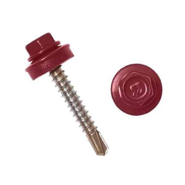 Саморез кровельный 4.8x70 RAL 3005 по дереву (100шт)